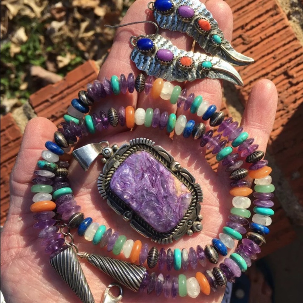 💕VINTAGE NAVAJO RAY BEGAY CHAROLITE Necklace